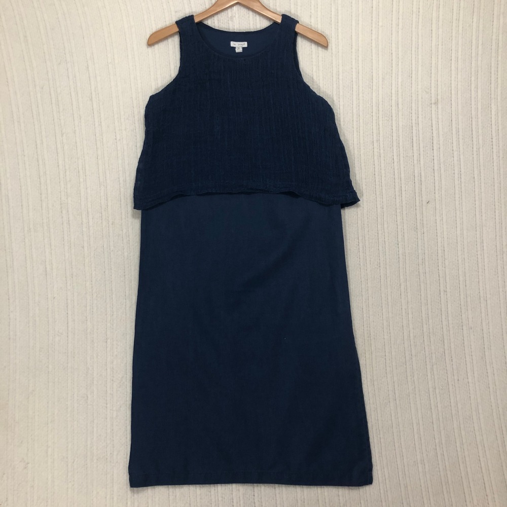 Pure Jill Linen Dress Sleeveless Layered Casual Blue Women's Size XS Petite